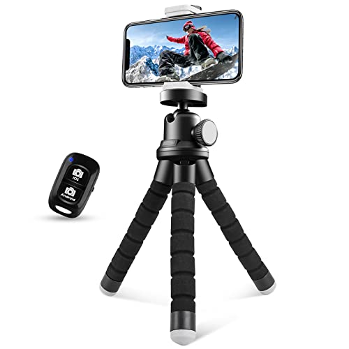 Sensyne Phone Tripod, Flexible Cell Phone Tripod with Phone Holder and Wireless Remote, Mini Travel Tripod Stand, Compatible with All Cell Phones, Cameras