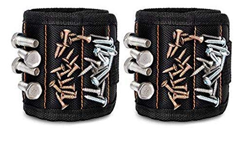 GOOACC G0010A 2 Pack 15 Magnetic Wristband Holding Screws Nails Drill Bits Gadgets Tools Gift for Men Him Dad DIY Handyman Electrician Husband, 2 Pack