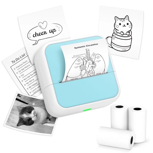 Sticker Printer - Mini Printer with Stickers, Bluetooth Inkless Printer, Sticker Maker, Mini Photo Printer, Portable Thermal Printer for iphone, Impresora Portátil for Notes, Journal, DIY, Kids Gift